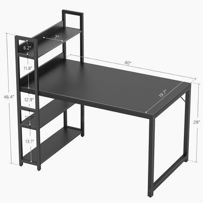 CubiCubi Computer Desk 40 inch with Storage Shelves Study Writing Table for Home Office,Modern Simple Style