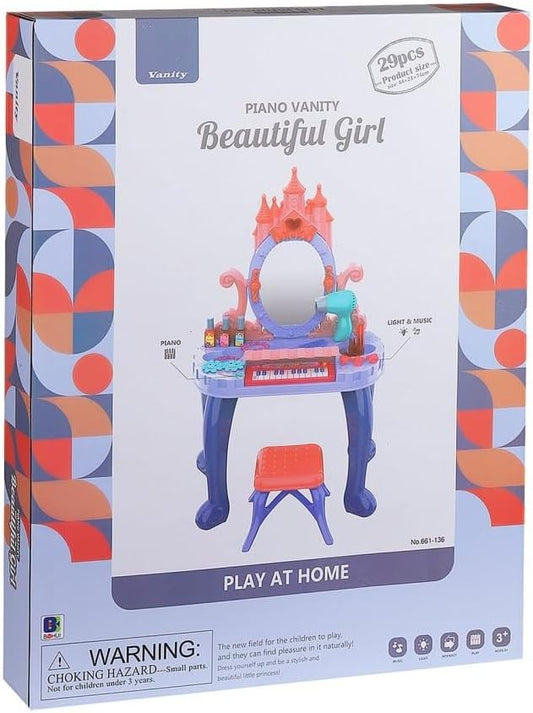 Piano Vanity Beautiful Girl Dressing Table 29 Pieces 661-136 Multicolor