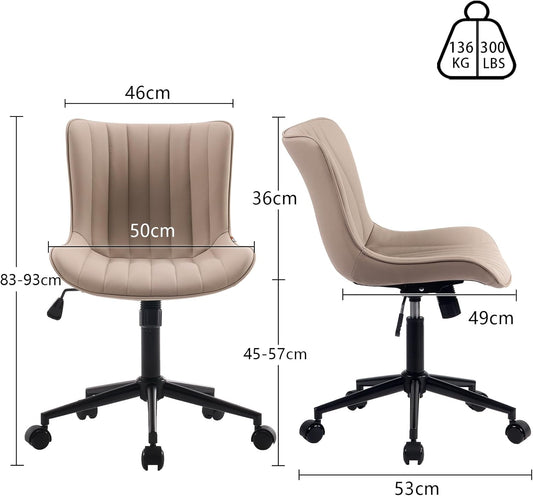 YOUNIKE Modern Office Chair Desk Chair for Home Office, Leather Padded Seat Adjustable Height Computer Chair for Compact Space, Small Swivel Task Chair with Rocking Mid Back, Khaki