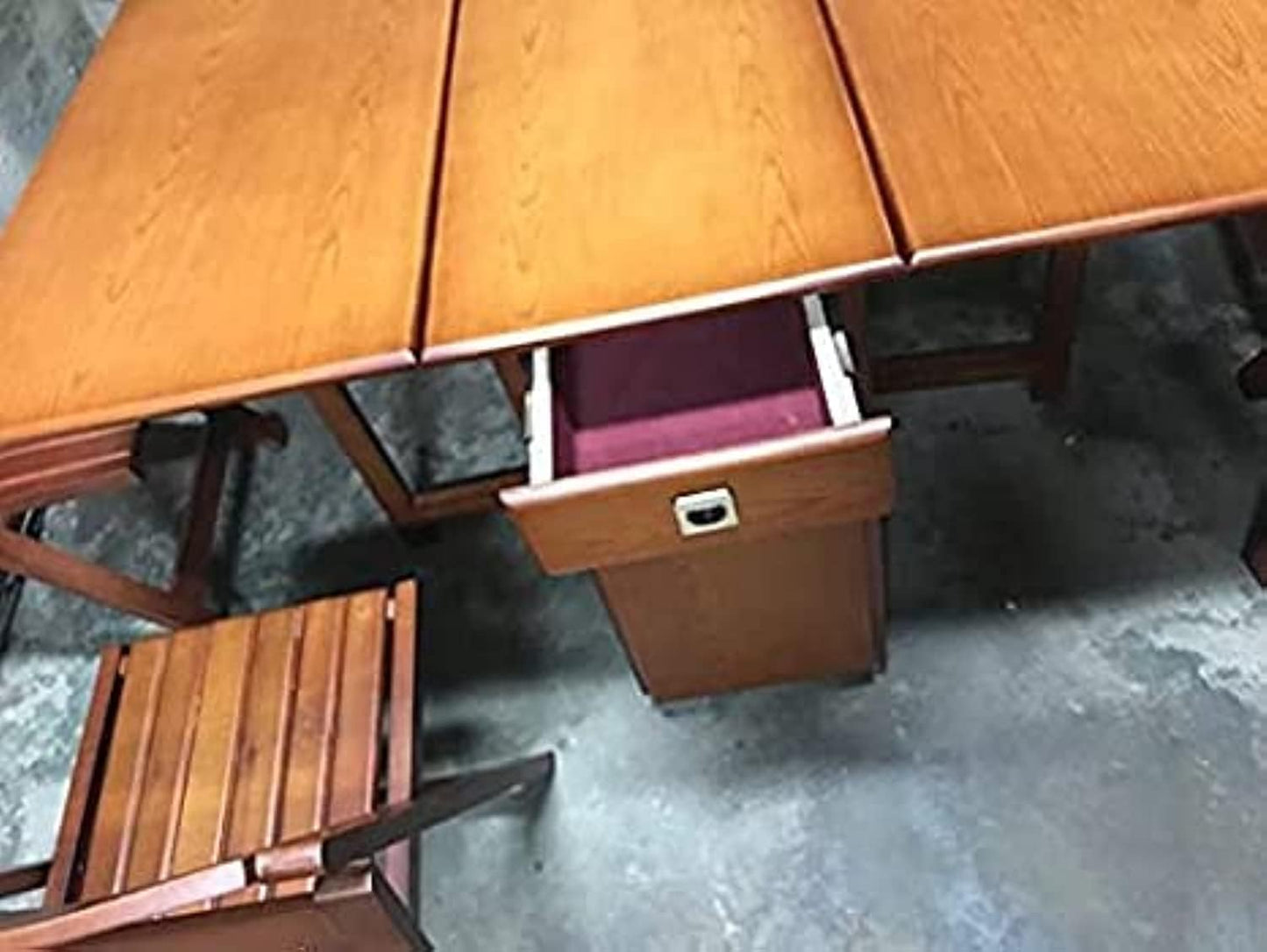 Beech Wood Large Table with 6 Chairs, Beige