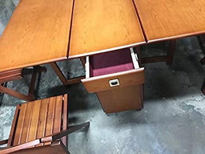 Beech Wood Large Table with 6 Chairs, Beige