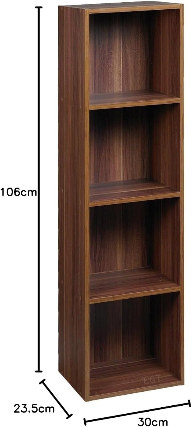 "URBNLIVING Tier Wooden Bookcase Shelving Display Storage Shelf Unit Wood Shelves (Black, 4 Shelf) 
"