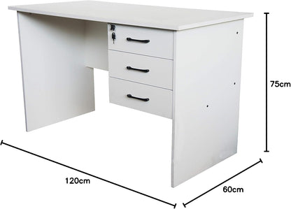 MAHMAYI OFFICE FURNITURE Solama MP1-1260 Desk with Fixed Lockable Drawers (White)