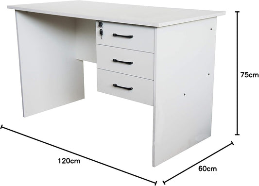 MAHMAYI OFFICE FURNITURE Solama MP1-1260 Desk with Fixed Lockable Drawers (White)