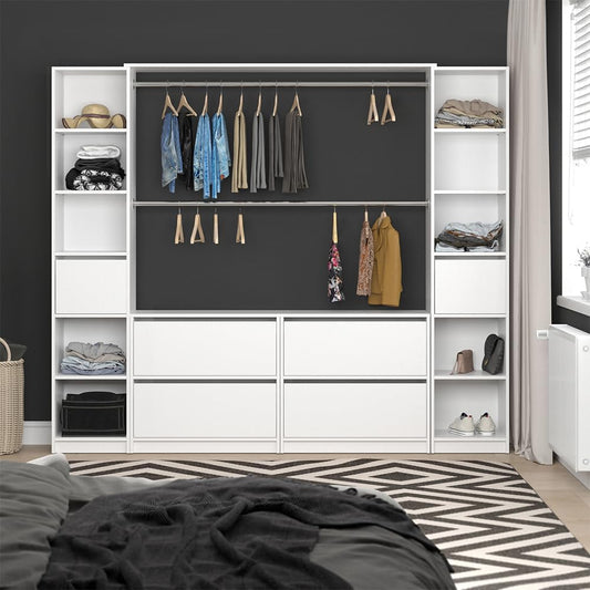 Vicco Guest Wardrobe White Hallway Cupboard - Open Walk In Clothes Stand Wardrobe Hallway Recess Coat Stand (Set XXXL)