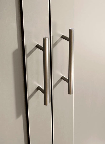 Home Source 2 Wardrobe Tall Clothes Organiser Hanging Rail Shelf Storage, Wood, Grey, Panelled Doors
