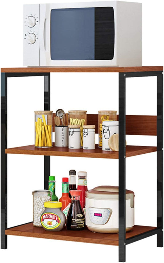 LIUMANG Shelf Unit Kitchen Baker's Rack Storage Cart for Kitchen 3 Tier Microwave Oven Rack Storage Shelf for Kitchen Cabinet Tableware (Color : Black, Size : 60x35x66cm)