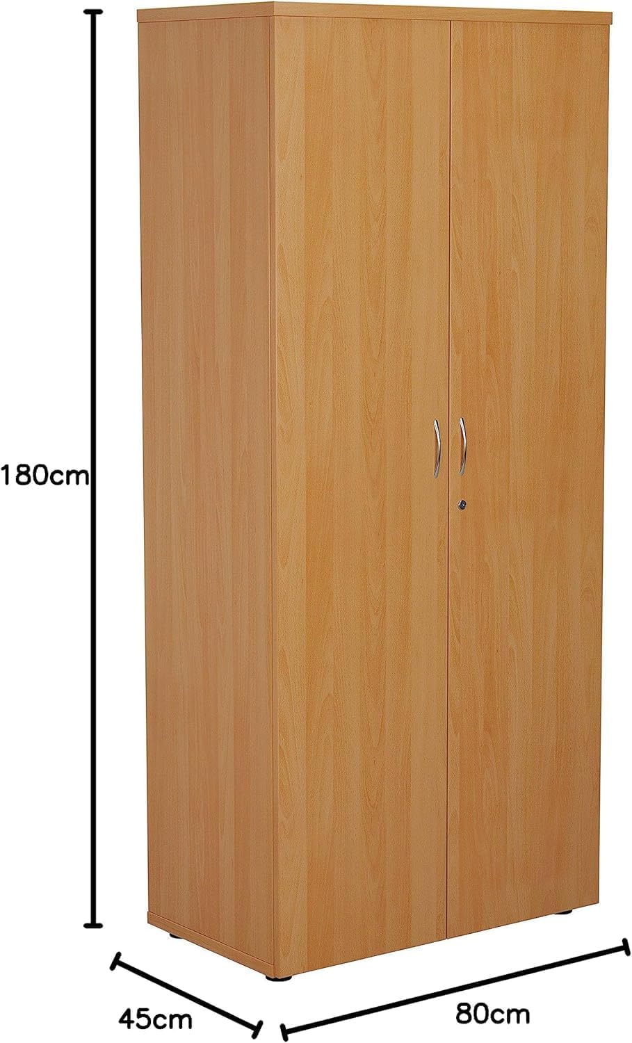 FurniFlex Tall Office Beech Cupboard, 180 cm Size