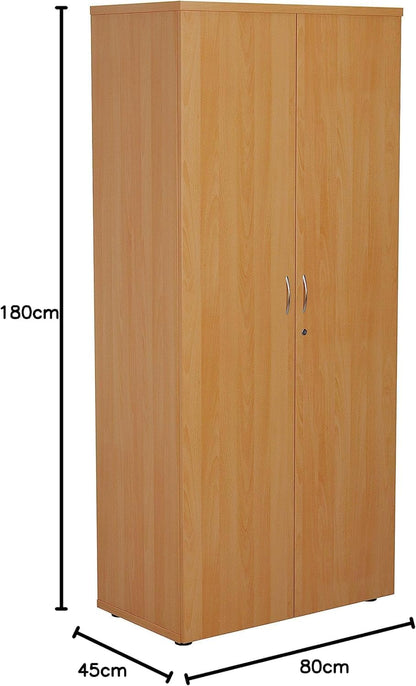 FurniFlex Tall Office Beech Cupboard, 180 cm Size