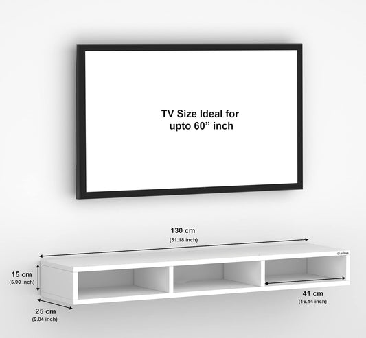 Anikaa James Engineered Wood Wall Mount TV Unit/TV Stand/Wall Set Top Box Stand/TV Cabinet/TV Entertainment Unit (White)(Upto 60 Inch)(D.I.Y)