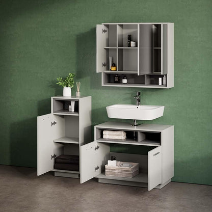Vicco Beatrice Vanity Unit Modern 80 x 64 cm Bathroom Cabinet Bathroom Cabinet Bathroom Furniture Cupboard Door Cupboard Compartment (Grey-Anthracite)