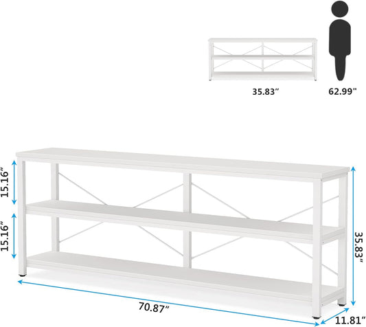 Tribesigns 71" Sofa Tables,Extra Long Couch Table, Narrow Long Console Table, Entryway Table,Sofa Table with 3 Tiers Storage Shelves