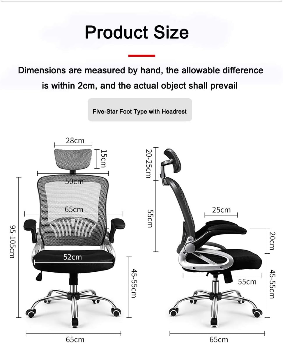 KAYLEENDEER Ergonomic Office Chair, High-Back Reclining Chair, Comfortable Mesh Computer Chair,Cushion Lumbar Support, with Adjustable Swivel Rolling Gaming Chair (Grey)