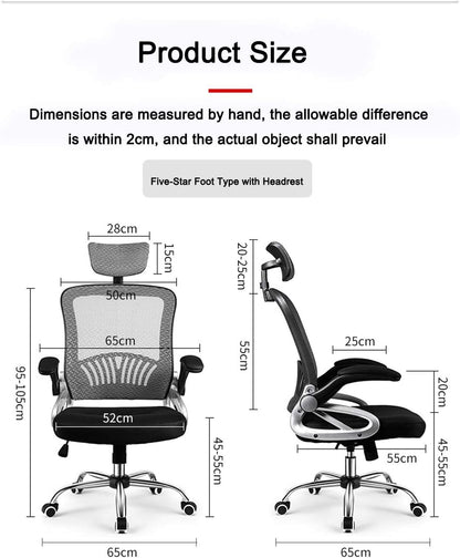 KAYLEENDEER Ergonomic Office Chair, High-Back Reclining Chair, Comfortable Mesh Computer Chair,Cushion Lumbar Support, with Adjustable Swivel Rolling Gaming Chair (Grey)