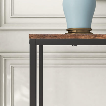 FOUBAM Console Table, Narrow Entryway Tables, Thin Sofa Table Behind Couch Table, Long Hallway Table for Living Room, Sturdy Coffee Snack Table, Side Table,End Table (Black & Brown)
