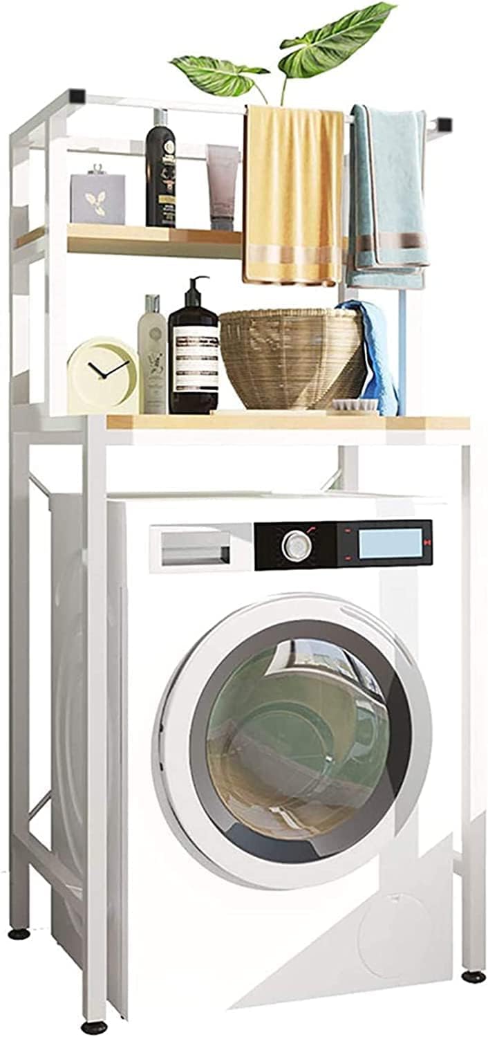 Bathroom Space Saver, Over The Drum Washing Machine Rack, Bathroom Corner Stand Storage Organizer Accessories, Bathroom Tower Shelf, Space Saver. (2 Shelf, White)