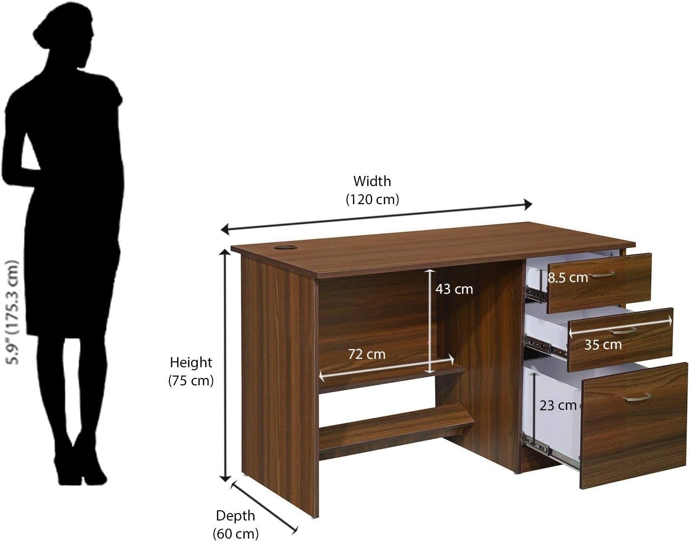 @home by Nilkamal Scholar Study & Office Desk | 1 Year Warranty | Multi-Purpose Workstation for Students, Professionals Office Use (Scholar)