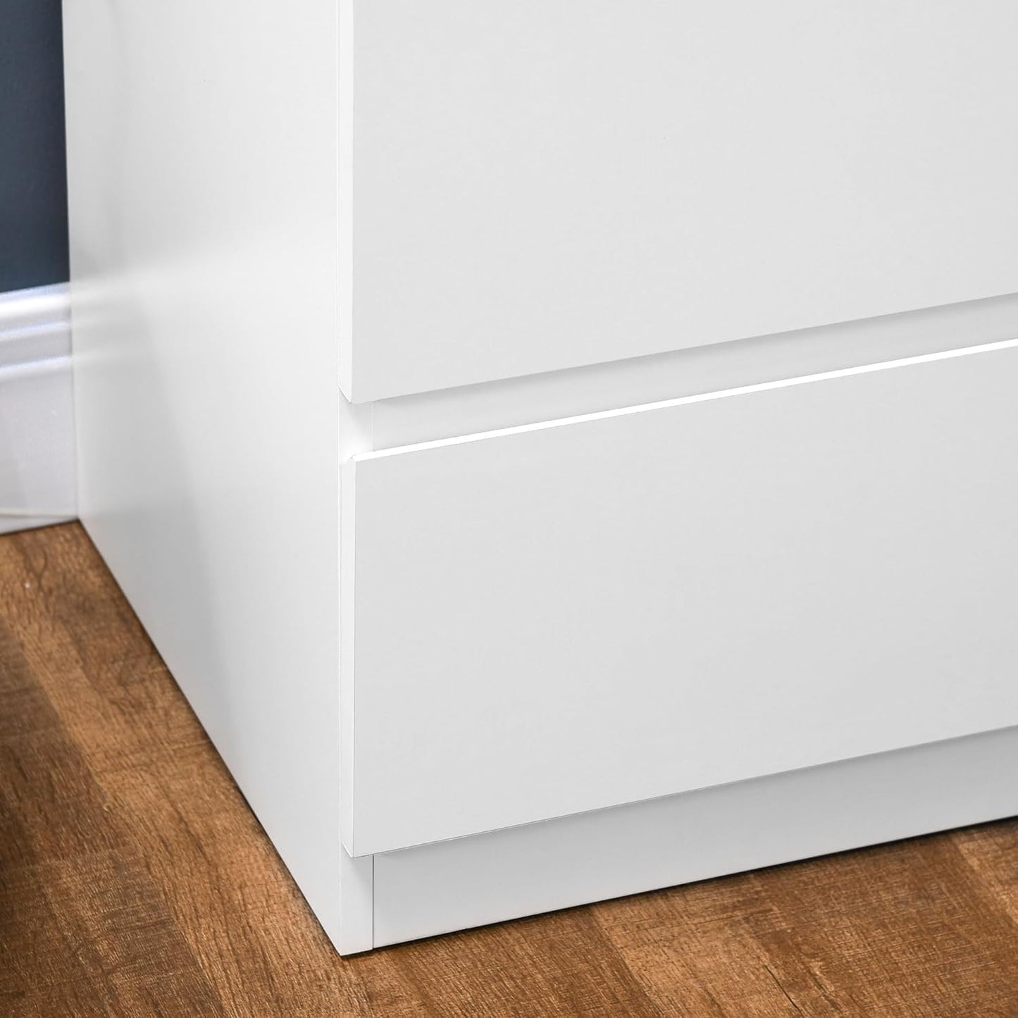 FurniFlex 6 Drawers Modern Wooden Dresser for Entryway, 80 cm x 39 cm x 115 cm Size, White
