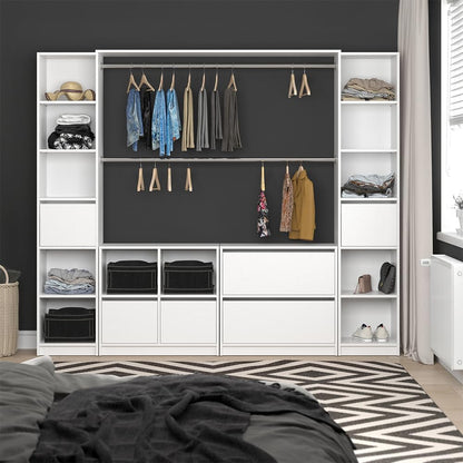 Vicco Guest Wardrobe White Hallway Cupboard - Open Walk In Clothes Rack Wardrobe Hallway Niche Coat Stand (Cabinet Side)