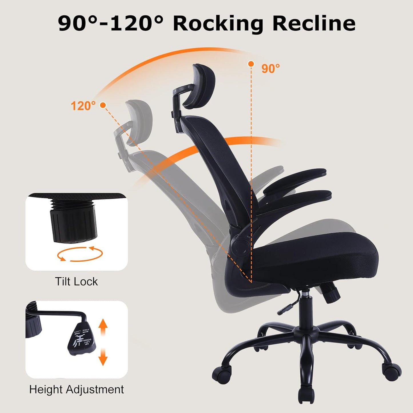 ralex-chair Office Chair Ergonomic Desk Chair Comfort Adjustable Height with Wheels，Lumbar Support Mesh Swivel Computer Home Office Study Task Chair Black
