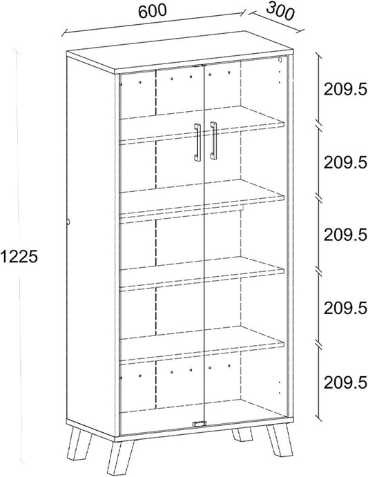 Danube Home Lolly 2 Door Shoe Cabinet | Modern Design Wooden Furniture Shoe Organiser For Entryway, Hallway | Made in Malaysia Shoe Rack | L 60 x W 30 x H 123 cm - White/Sonoma Oak
