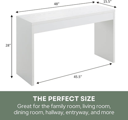 Convenience Concepts Northfield Console Table 48" - Contemporary Desk, Entryway, or Vanity Table for Hallway, Living Room, Office, White