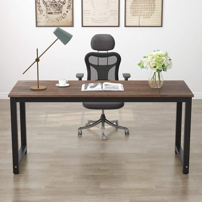Tribesigns Modern Computer Desk, 63 x 31.5 inch Large Office Desk Computer Table Study Writing Desk Workstation for Home Office, Rustic/Black