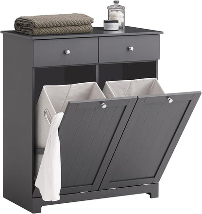 SoBuy BZR33-DG Multifunctional Wardrobe with 2 Baskets and 2 Drawers 78 x 38 x 91 cm, Grey ES
