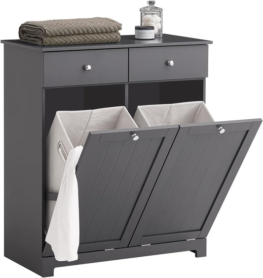 SoBuy BZR33-DG Multifunctional Wardrobe with 2 Baskets and 2 Drawers 78 x 38 x 91 cm, Grey ES