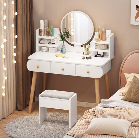 TecnoMobili Melamine Dressing Table, White - H 85 cm x W 54 cm x D 45 cm (white-high end)