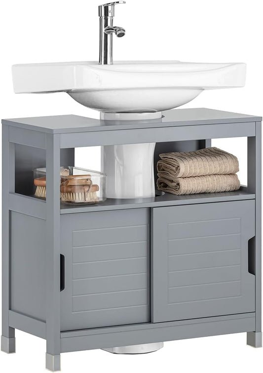 FurniFlex Under Sink Bathroom Vanity Unit, 60 cm Length x 30 cm Depth x 60 cm Height, Grey