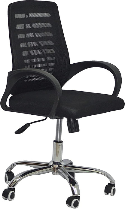 MESH-JM SWIVEL OFFICE CHAIR BLACK COLOR CHROME BASE FROM LEADERS FURNITURE