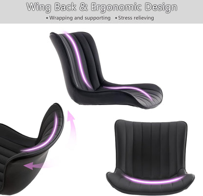 YOUNIKE Modern Black Office Chair, Ergonomic High Back Swivel Task Chair with Height Adjustment, Faux Leather, 300 lbs Capacity