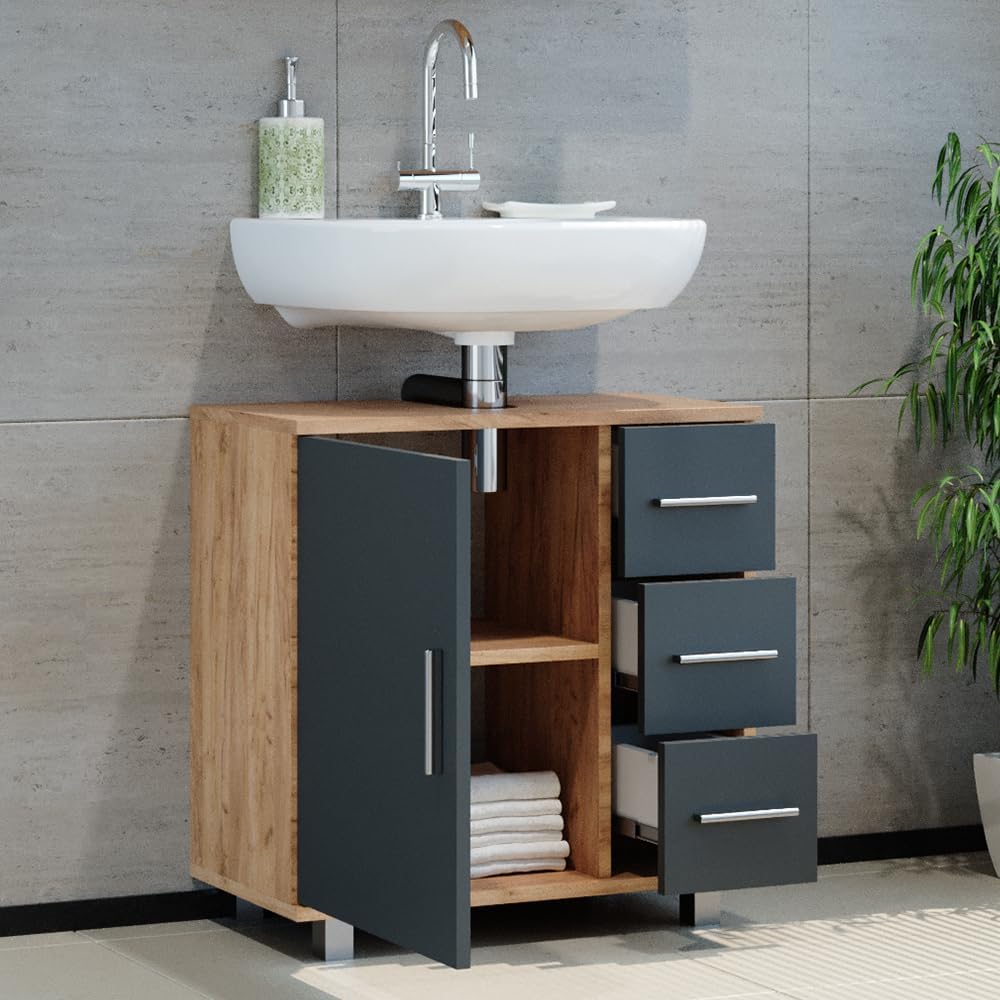 Vicco Ilias Vanity Unit 60 x 60.8 cm Oak/Anthracite