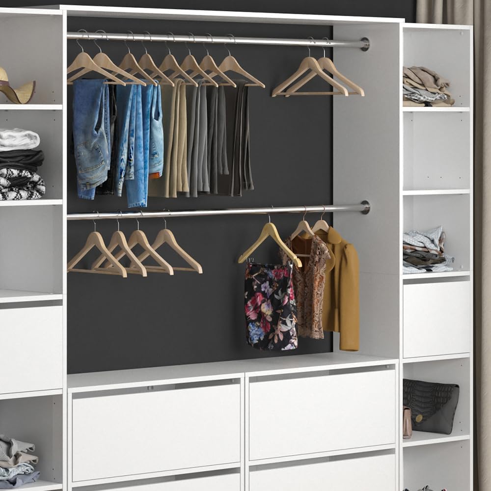 Vicco Guest Wardrobe White Hallway Cupboard - Open Walk In Clothes Stand Wardrobe Hallway Recess Coat Stand (Set XXXL)