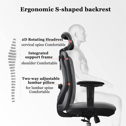 SoOSSN Office Chair,Adjustable Height Ergonomic High Back Desk Chair with Lumbar Support & Comfortable Headrest
