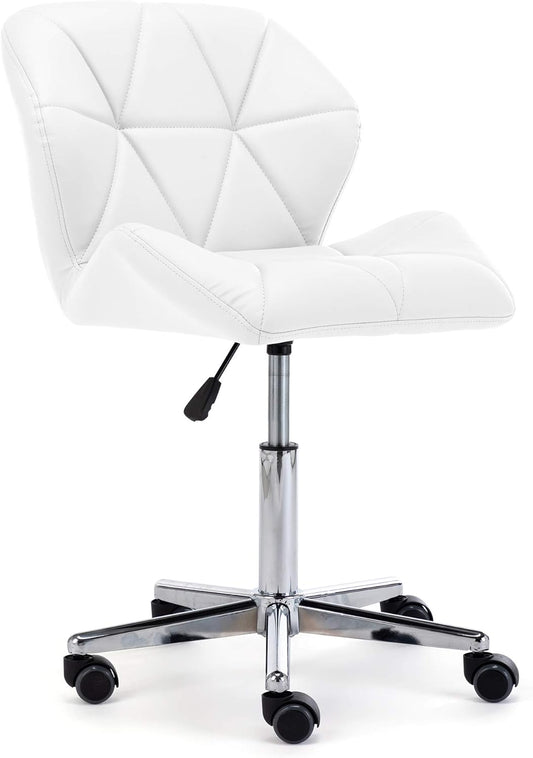 HNNHOME® Modern Uranus Padded Swivel Faux Leather Computer Desk Office Chair White