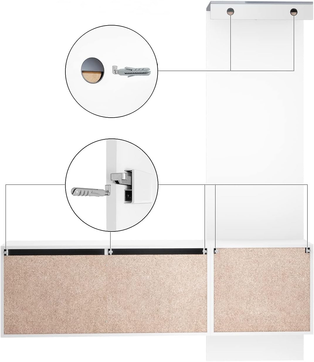 FurniFlex Satin Finish Carlton Wardrobe Set 4-Pieces, 156 cm x 193 cm x 35 cm Size, White Matt/Graphite Satin