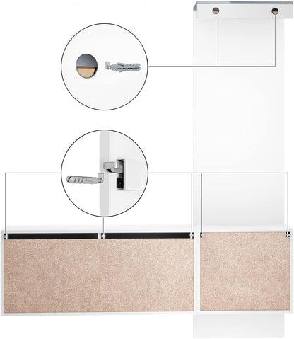 FurniFlex Satin Finish Carlton Wardrobe Set 4-Pieces, 156 cm x 193 cm x 35 cm Size, White Matt/Graphite Satin