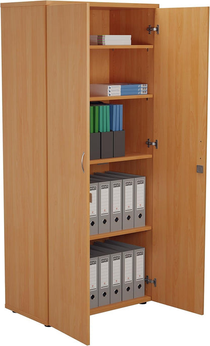 FurniFlex Tall Office Beech Cupboard, 180 cm Size