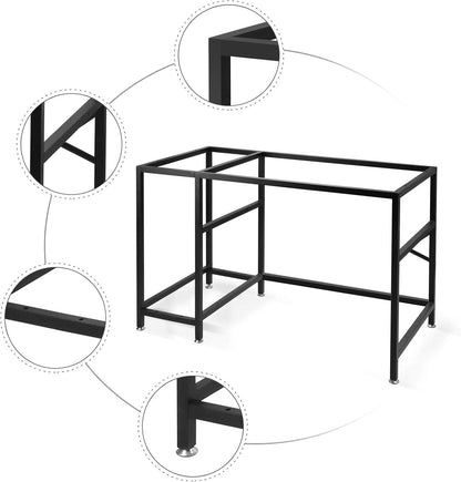 AUTOXEL Computer Desk, 47 inch Home Office Gaming Desk Study Writing Workstation Wooden Board Metal Frame Laptop Table with Storage Shelf