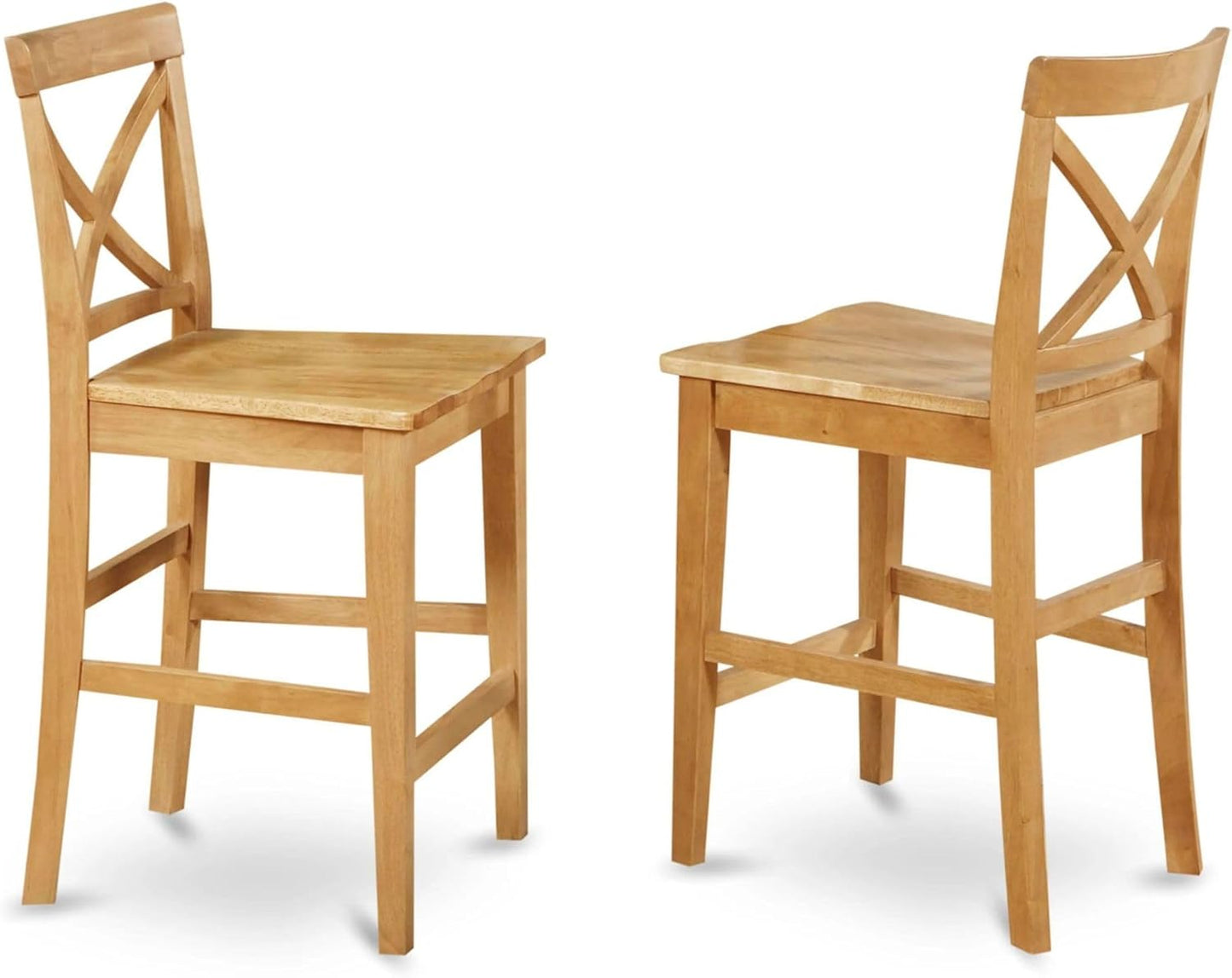 East West Furniture PBS-OAK-W Pub Counter-Height Bar Stool - Pub Height Kitchen Chairs, Set of 2, Oak