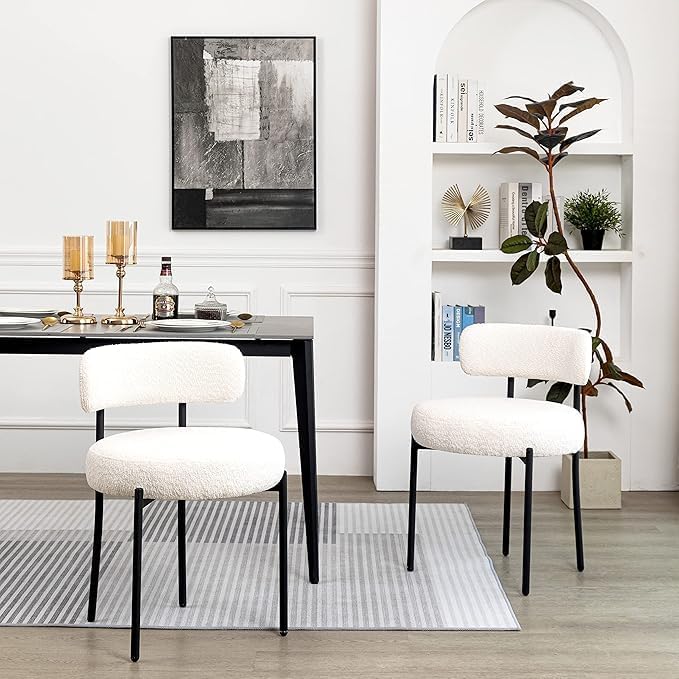 Generic Dining Share and Share for Kitchen Dining Room, Aflastred with all dining share and black legs, Curved with a modern dining chair, Side Share