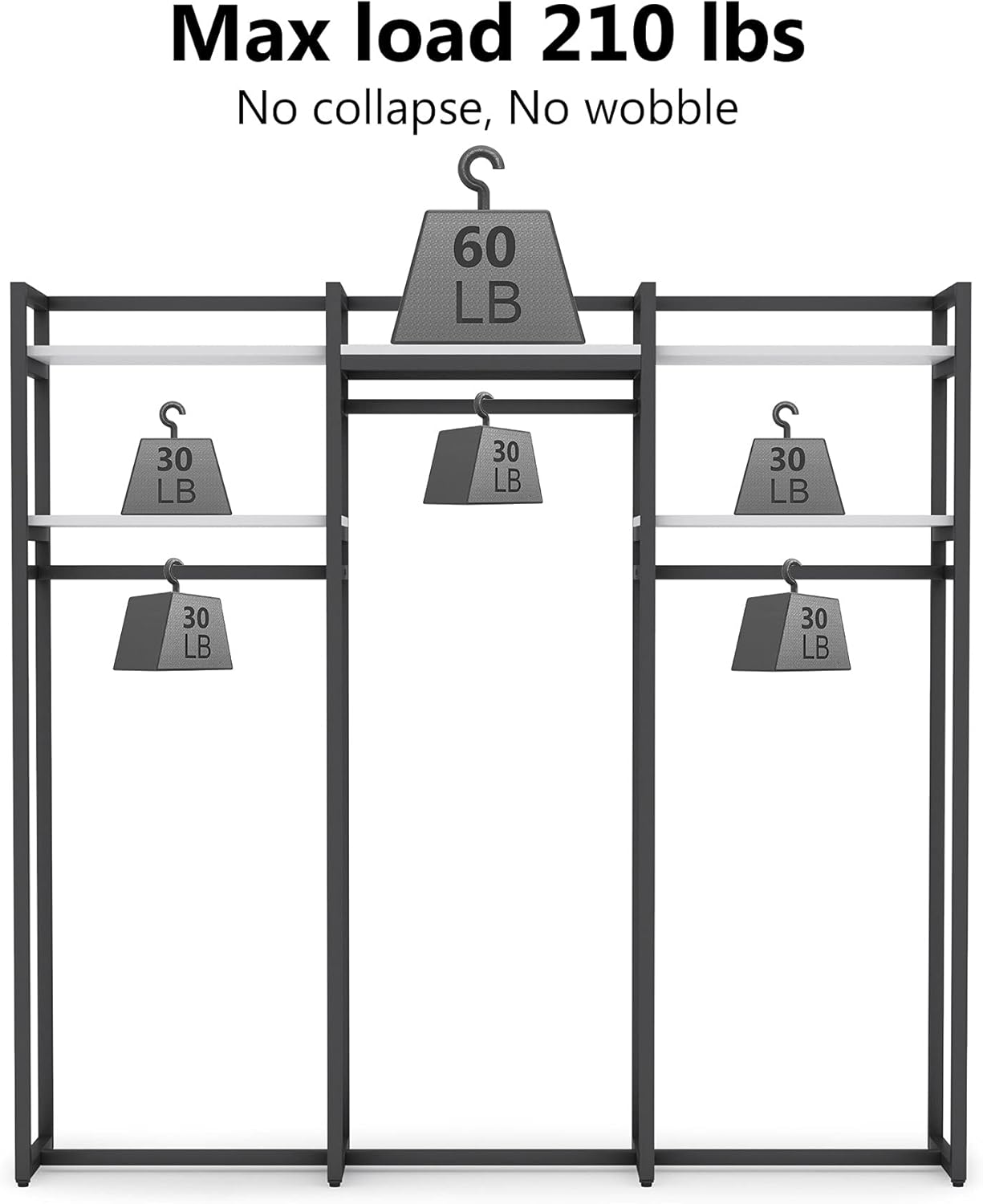 Tribesigns Freestanding Closet Organizer, 75 inch Clothing Rack with Shelves, Heavy Duty Garment Rack Wardrobe Closet with Hanging Rods