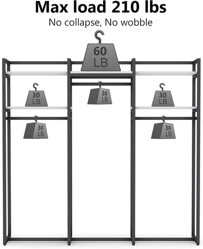 Tribesigns Freestanding Closet Organizer, 75 inch Clothing Rack with Shelves, Heavy Duty Garment Rack Wardrobe Closet with Hanging Rods