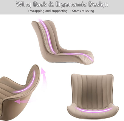 YOUNIKE Modern Office Chair Desk Chair for Home Office, Leather Padded Seat Adjustable Height Computer Chair for Compact Space, Small Swivel Task Chair with Rocking Mid Back, Khaki