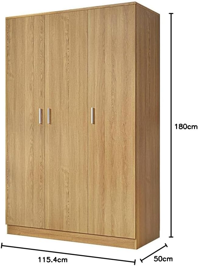 Wooden 3 Door Wardrobe with Shelf and Hanging Rail Modern Clothes Storage Cupboards Unit for Bedroom Furniture W 115.4 * D 50 * H 180cm (Oak Effect)