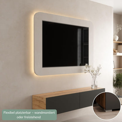 Planetmöbel TV Board 160 cm Gold Oak/Anthracite, TV Cabinet with 2 Flaps as Storage Space, Lowboard Hanging or Standing Sideboard Living Room