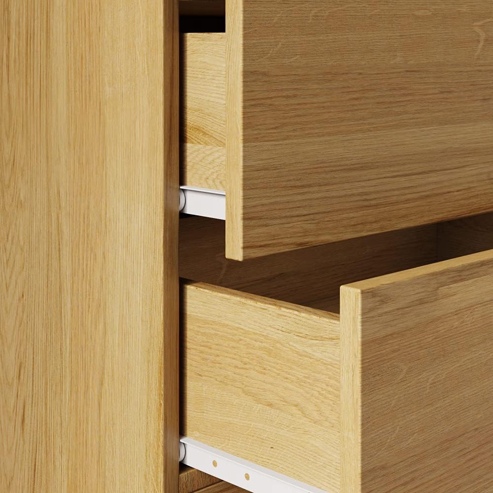 Panana 2 Door 2 Drawer Wardrobe with Hanging Rail Wooden Clothes Storage Cupboards Unit for Bedroom Furniture 76.8 * 50 * 180cm (Oak Effect), Beige