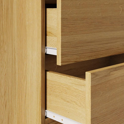 Panana 2 Door 2 Drawer Wardrobe with Hanging Rail Wooden Clothes Storage Cupboards Unit for Bedroom Furniture 76.8 * 50 * 180cm (Oak Effect), Beige
